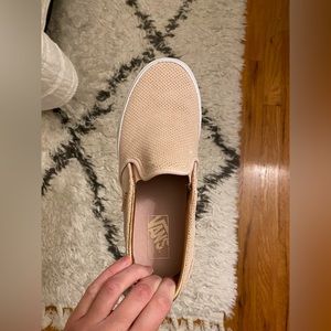 Pink suede slip on vans